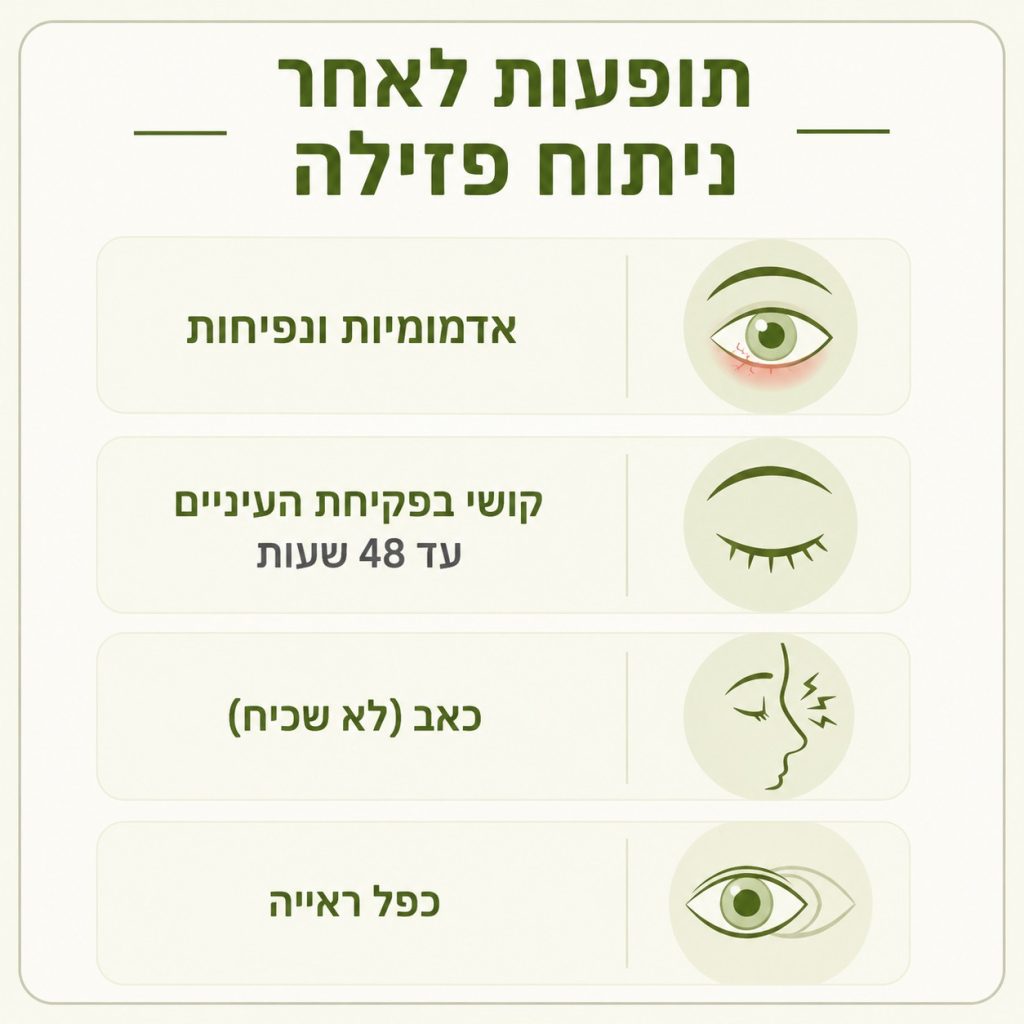 תופעות לאחר ניתוח פזילה