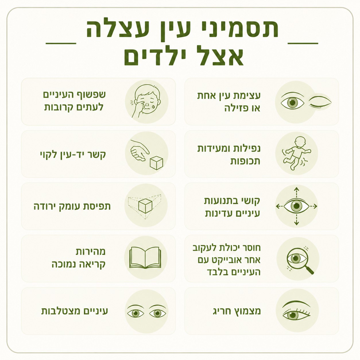 תסמיני עין עצלה אצל ילדים